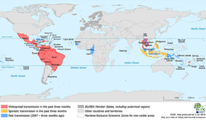 ecdc, la mappa dei paesi a rischio trasmissione