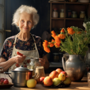 alimentazione anziani, una donna aziana in cucina