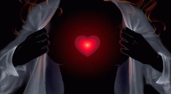 malattie cardiovascolari. vettore di donna con cuore disegnato su sfondo nero