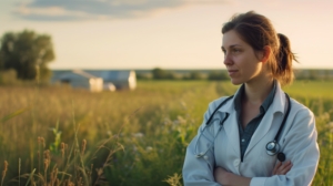 parkinson a esordio precoce. salute e prevenzione, una giovane dottoressa in mezzo alla natura