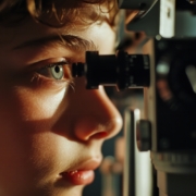 giovane fa una visita per la miopia