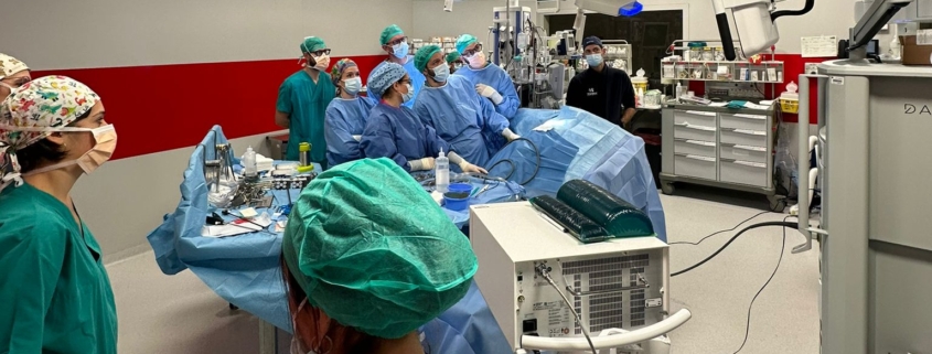 un momento dell'intervento chirurgico con il da vinci xi