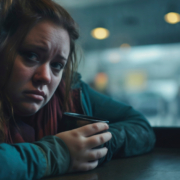 una ragazza mostra ansia da social media