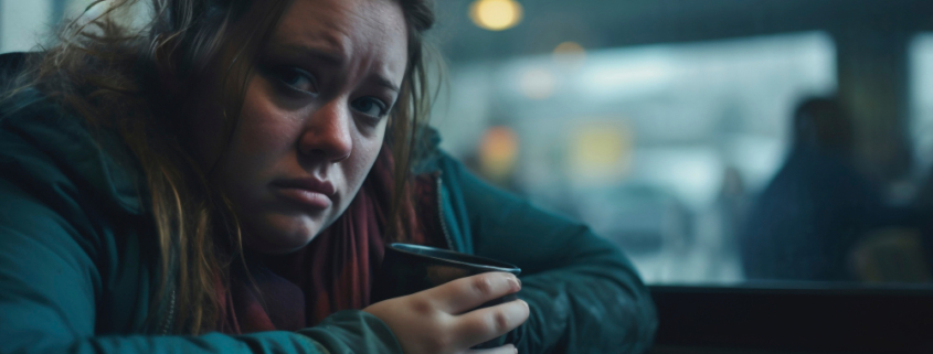 una ragazza mostra ansia da social media