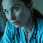 una donna medico con lo sguardo arrabbiato