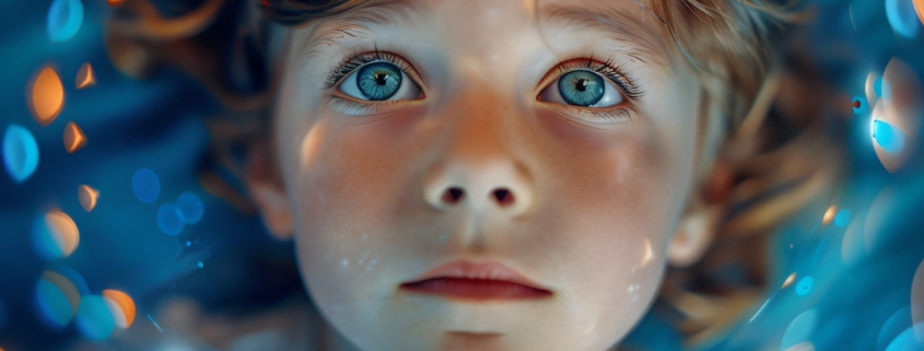 una bambina dagli occhi belli ritratta in primo piano