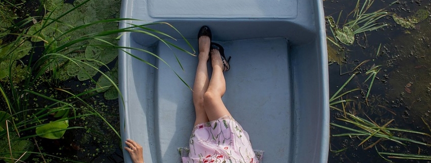 boat, river, woman, young, lake, water lilies, water, harmony, young woman, summer, lie, paddles, the girl in the boat, girl in a boat on the lake, photo session in a boat, nature, twilight, the girl lies in the boat, beautiful, figure, pretty girls, legs, dress, feminine