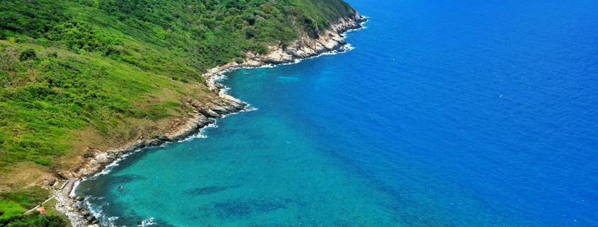 sea, mountain, forest, island, scenery, turquoise, con island, nature, vietnam, tropic, tran thang nhat, 5 plus english