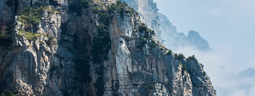 amalfi, amalfi coast, cliff, nature, rock, haze, coast, mountain, campania, italy, landscape
