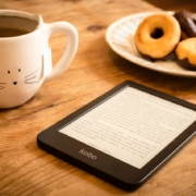 reading, refreshments, e-reader, doughnuts, donuts, dessert, tea, book, e-book, snack, reading, reading, tea, tea, book, book, book, book, book