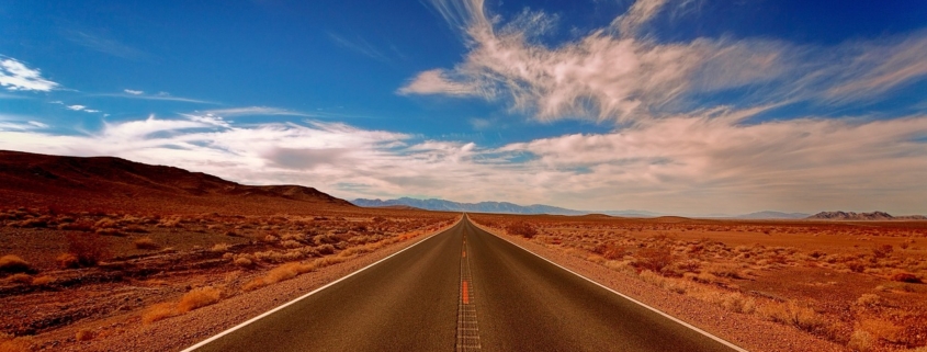 landscape, highlands, desert, blue, heaven, clouds, nature, road, just, horizon, vanishing point, endless, path