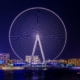ferris wheel, landscape, dubai, u a e, night, nature, lights, architecture, lighting, skyline, large, cityscape, round, water, sea, perspective, night photograph
