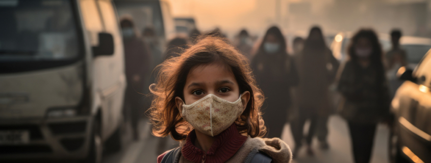 virus nipah, una bambina con la mascherina