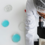 pancreas, una ricercatrice osserva cellule al microscopio