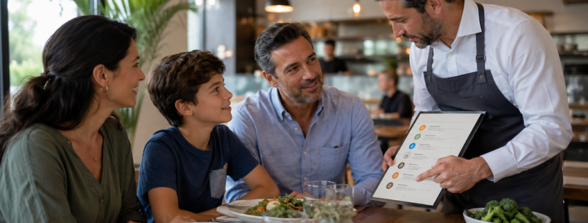 allergie alimentari, una famiglia a ristorante effettua scelte consapevoli