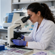 tumore al colon-retto una ricercatrice a lavoro