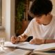esami di maturità, un ragazzo intento a studiare