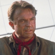 sam neill in una scena di jurassik parck