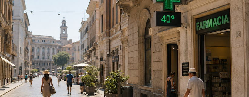 una città italiana nella morsa del caldo