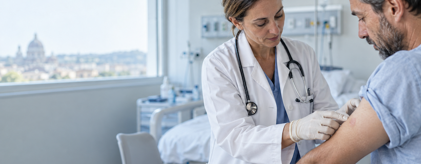 lebbra, una dottoressa fa una visita dermatologica