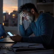 stress, un lavoratore in smart working