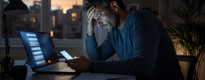 stress, un lavoratore in smart working