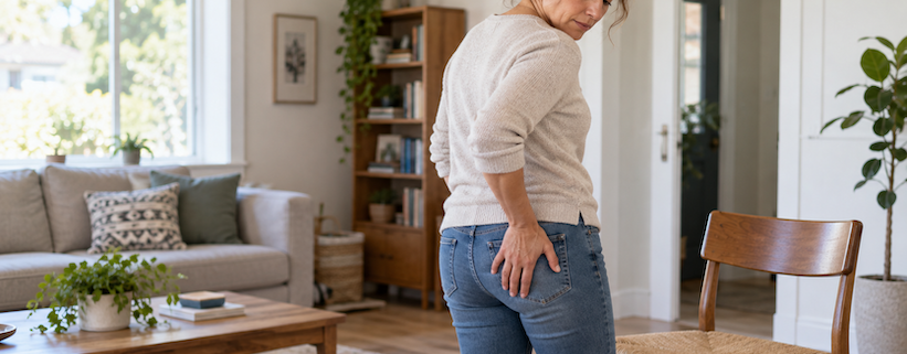 una donna con dolore al piriforme