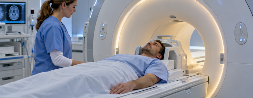 alessandro di battista un paziente e una risonanza magnetica in sala diagnostica