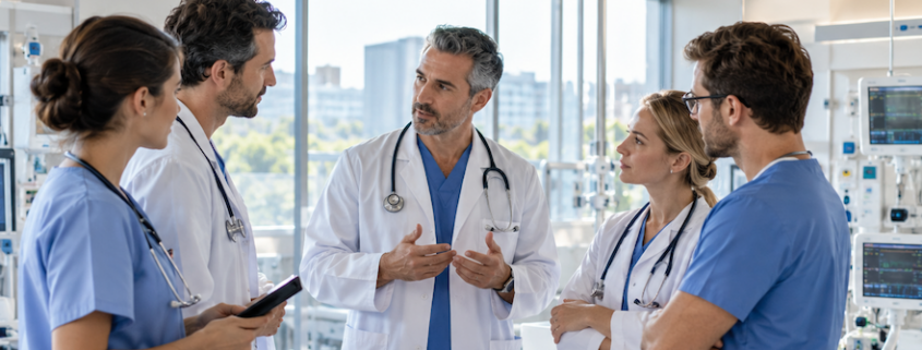 malattie infiammatorie croniche intestinali riunione medica in reparto moderno